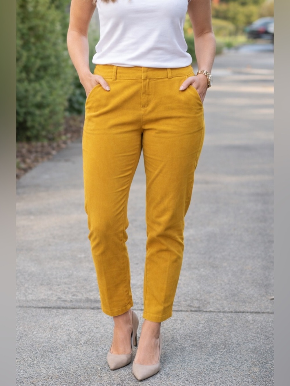 Banana Republic Sloan Fit Mustard Yellow Ankle Pants Size 0